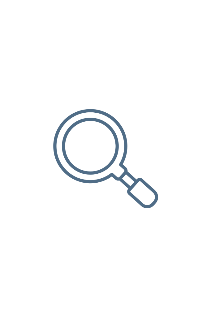Simple blue magnifying glass icon on a transparent background, representing observation tools