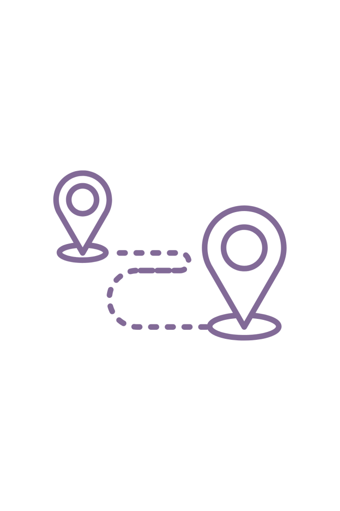 Stylized line path with two location markers