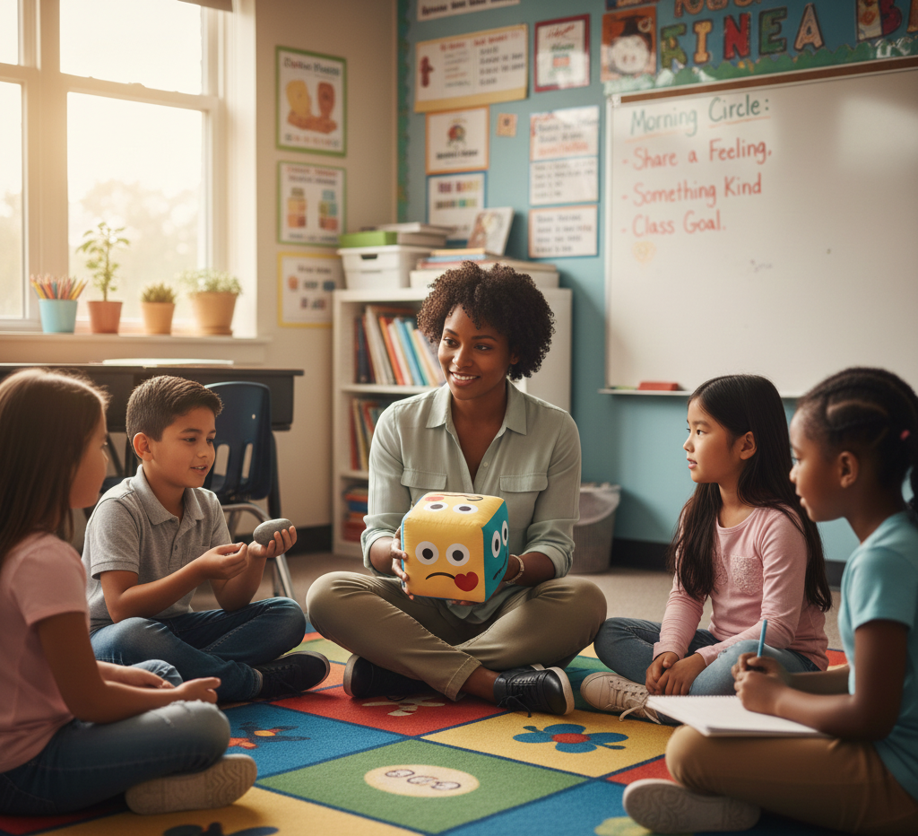 Teachers and students engaged in classroom discussion