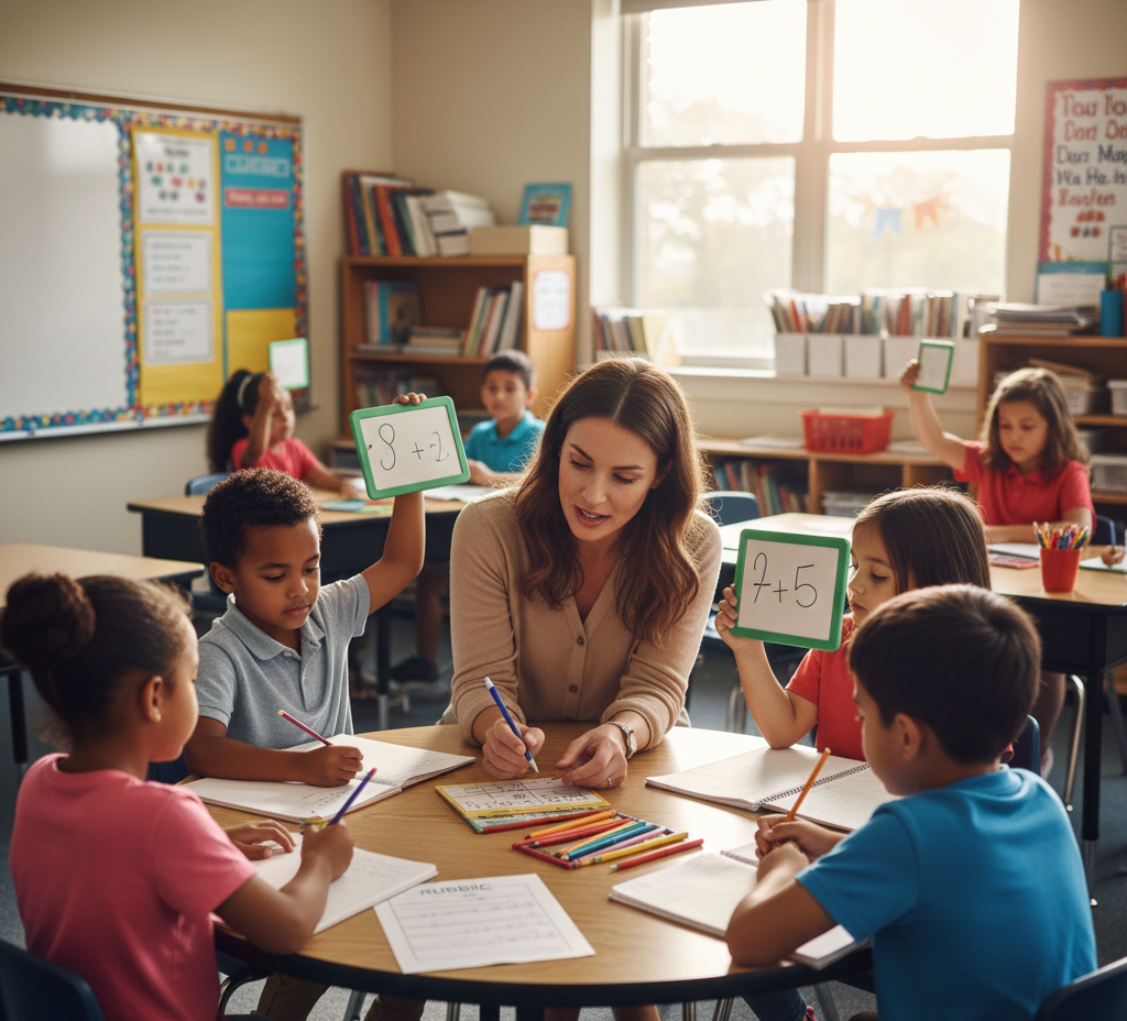 Teachers and students engaged in classroom discussion