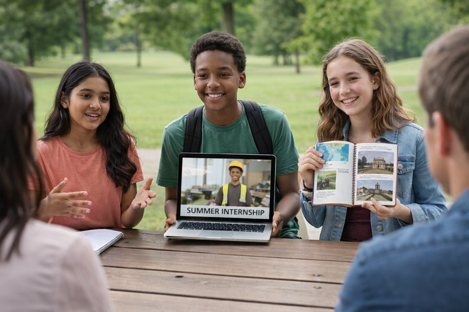 Students sharing summer experiences and future goals